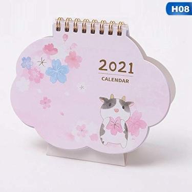 Imagem de Calendários 2021 Bonito Desenho Animado Unicórnio Morango Padrão Mini Calendário de Mesa DIY Calendários de Mesa Portátil Agenda Diária Calendários Calendários de Mesa (Cor: H08)