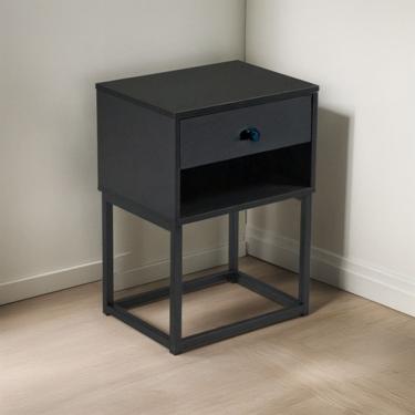 Imagem de Mesa De Cabeceira Lateral Preta 55x40x40cm Com Gaveta