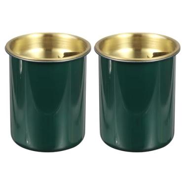 Imagem de HARFINGTON 2 peças cinzeiro de carro de aço inoxidável sem cheiro de fumaça à prova de vento portátil mini suporte de copo cinzeiro balde de bumbum para carro, casa, escritório, verde