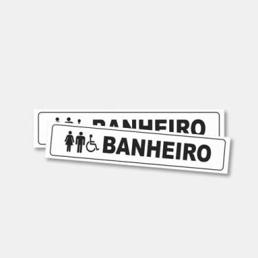 Imagem de Kit 3 Placas Banheiros 15x21cm PL(101) em PVC COM fita DUPLAFACE  - Se
