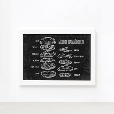 Imagem de Quadro Comida Melhor Hambúrguer Moldura Branca 22x32cm - Quartinhos