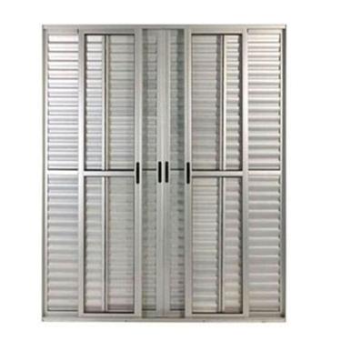 Imagem de Porta Balcão 6 Folhas Aluminio Brilhante C/Fechadura 2,10x1,80 