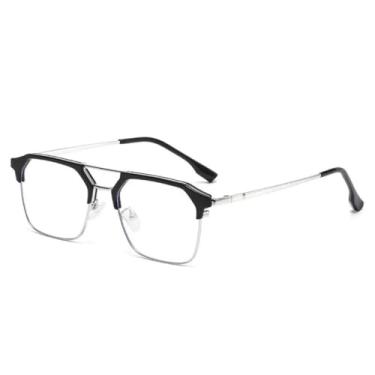 Imagem de Óculos da moda para homens e mulheres, armação de metal, óculos de grau com duas lentes, óculos pretos (2)