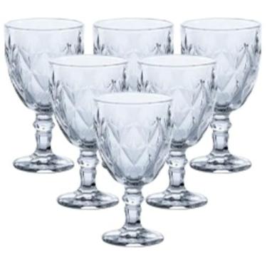 Imagem de Conjunto de 6 Taças de Vidro Diamante, 340ml, Tamanho16,8 cm x 9,3 cm, Transparente- Elegância, Resistência e Sofisticação para Todas Ocasiões