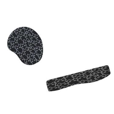 Imagem de Kit Mouse Pad e Apoio de Teclado - Gatos Pretos e Brancos