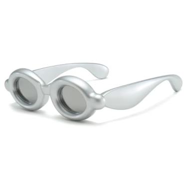 Imagem de VFDHN Óculos de sol retrô fashion punk festa feminino masculino vintage uv400 para áreas externas (prata)