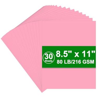 Imagem de Cartolina 8,5 x 11, 216gsm capa cartolina rosa, 36 kg, cartolina pesada para impressora, álbum de recortes, Natal (cartolina rosa, 30 folhas)