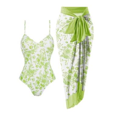 Imagem de Roupa de banho feminina de uma peça com capa de praia, roupa de banho 