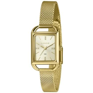 Imagem de Relógio Lince Feminino Ref: Lqg4790l24 C1kx Retangular Mesh Dourado