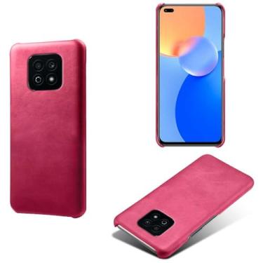 Imagem de Capa para Honor Play 5 Vitality,Proteção contra quedas,Casca de volta de cor sólida simples,Design de couro de imitação de plástico-Rose