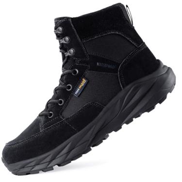 Imagem de FREE SOLDIER Bota de trabalho masculina tática à prova d'água leve e confortável para caminhada o dia todo (preta 10)
