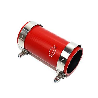 Imagem de LTI Acoplador universal de 15 cm de comprimento com 4 camadas, reforçado, alto desempenho, 7 cm, ID de acoplador de mangueira de silicone reto com braçadeira de parafuso T 304 de aço inoxidável (vermelho 7 cm)