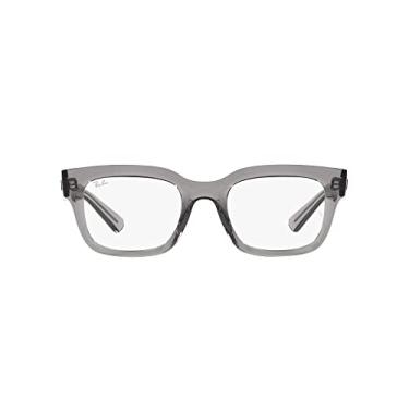 Imagem de Ray-Ban Armação retangular para óculos de grau Rx7217f Chad Low Bridge Fit, Lente transparente cinza/demonstração, 54 mm