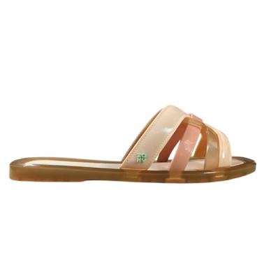 Imagem de Chinelo Slide Feminino Zaxy Multi Tiras Translúcidas e Glossy com Sola Delicada Confortável Moda Casual e Tendência Verão (Nude Claro, BR, Adulto, Numérico, 36)