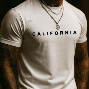 Imagem de Camiseta Masculina California Preta Manga Curta Gola Redonda Estampada