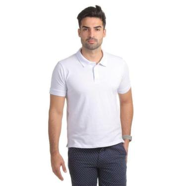 Imagem de Camiseta Masculina Gola Polo Branca Piquet Com Elastano Básica Lisa-Masculino