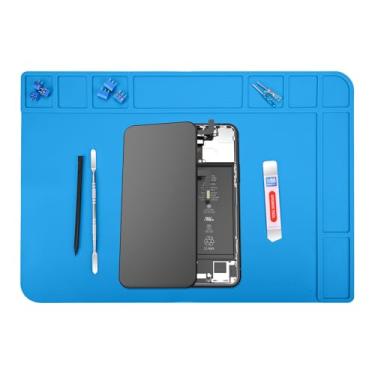 Imagem de MMOBIEL Tapete de solda e reparo de silicone - 48 x 34 cm resistente ao calor até 500 °C (500.0 °C) – Tapete de bancada para solda, celular e eletrônicos – Tapete de solda de silicone com isolamento