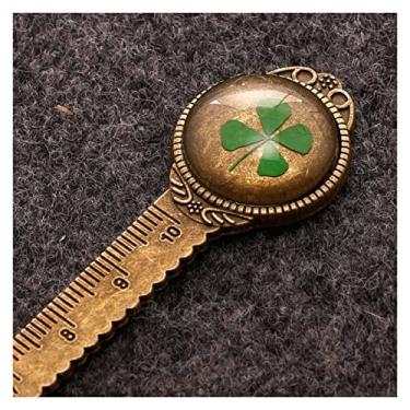 Imagem de SUNESA Marcador de página 1 peça marcador de página criativo retrô bronze redondo 10 cm régua vintage metal colorido flor vidro pedras preciosas como marcador de página de livro marcador de página de