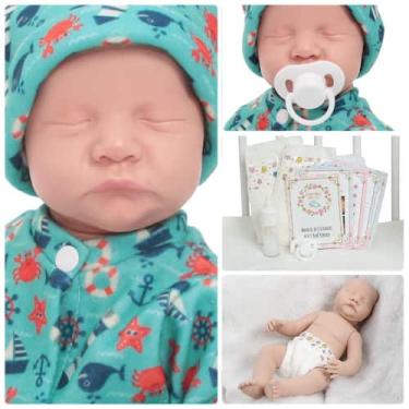 Imagem de Bebe Reborn Boneco Menino Dormindo 100% Silicone Banho - Cegonha Rebor
