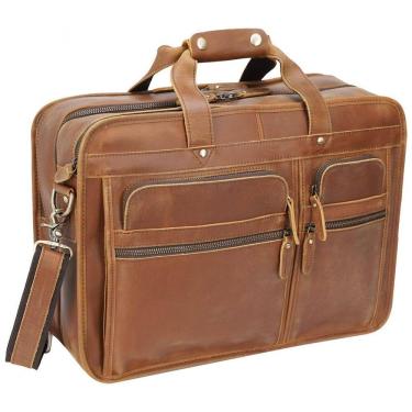 Imagem de Bolsa Maleta de Couro Masculina para Laptop, TEXBO, Marrom Claro