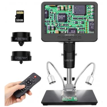 Imagem de Kit Microscópio Biológico Digital 2000X HDMI com Vídeo UHD de 3 Lentes 2160P, 240V, Andonstar, Preto