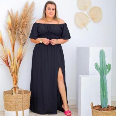 Imagem de Vestido Feminino Longo Plus Size Viscolinho Festa Passeio Casamento Ma
