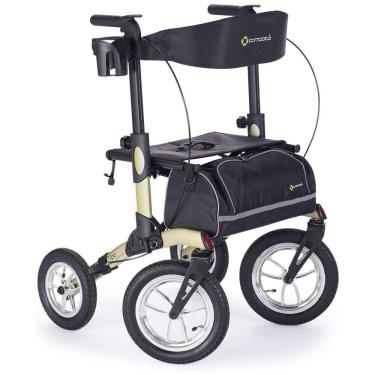 Imagem de Andador para Idosos e Adultos com 4 Rodas e Assento, até 136 Quilos, COMODITÀ, Champanhe Metálico