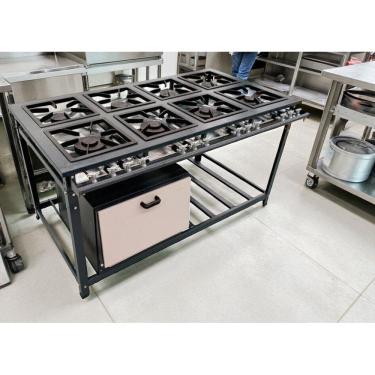 Imagem de Fogão Industrial 8 Bocas Duplas 40x40 P8 com Forno Leona