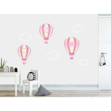 Imagem de Adesivo de Parede Infantil com Balões e Nuvens - Decoração Criativa - 