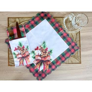 Imagem de Conjunto Natalino 16 Peças para Mesa Posta – 8 Guardanapos e 8 Porta Talheres (ENFEITE NATAL)