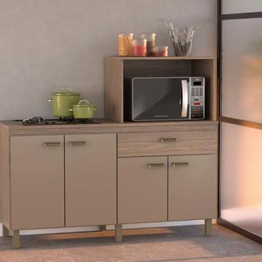 Imagem de Balcão Cooktop e Forno Micro-ondas 4 Portas e 1 Gaveta - REGALE MÓVEIS