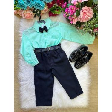 Imagem de Conjunto Masculino Miss Cherry Social Verde Linho Com Calça Preta Henr