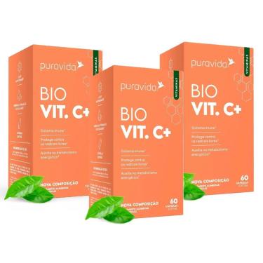 Imagem de Kit 3x Vitamina C - Puravida 60 Cáps.-Unissex