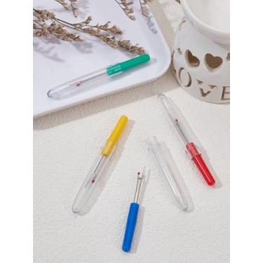 Imagem de 4 peças de cortador de linha de borrachas de costura, estripador de costura de ferro com cabo de plástico, borracha de costura, cortador de linha, removedor de etiquetas de roupas, rasgadores de