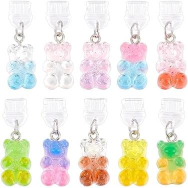 Imagem de 10 plugues antipoeira tipo C, plugues antipoeira de 35 mm/1,4 polegadas de comprimento, plugues móveis à prova de poeira com pingentes de urso de resina, tampas de porta USB C, protetores, acessórios