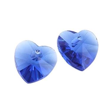 Imagem de 20 peças de pingentes de coração facetado azul real romântico para dia dos namorados, pingentes de coração facetado, artesanato artesanal, fabricação de joias, suprimentos para encontrar 10 x 10 x 5