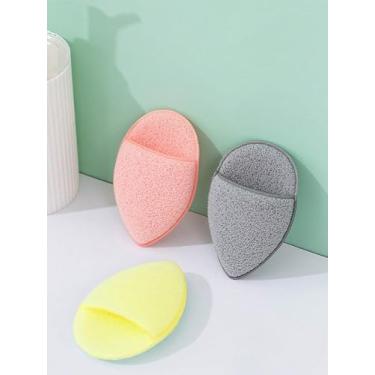 Imagem de 3 unidades/pacote com removedor de maquiagem, esponja de limpeza, conjunto de luvas de rosto e luvas de mão, luvas de gota de água para lavar pó facial, macio e confortável, adequado para remoção e