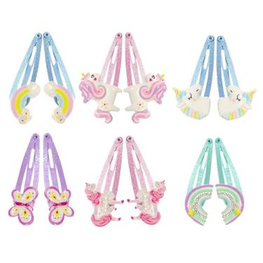 Imagem de Grampos de cabelo de unicórnio de 12 peças - lindos acessórios de cabelo com glitter para o aniversário de todos