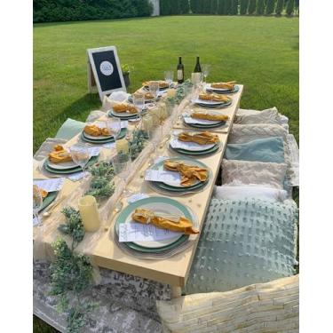 Imagem de Caminho de mesa de gaze bege 3,5 m rústico gaze pano de queijo decoração de mesa de jantar corredores longos para festa de casamento chá de panela decorações de aniversário de bebê 1 pacote 35x120