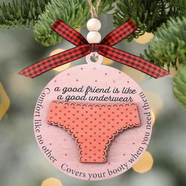 Imagem de Ornamento de amizade para pendurar amigos enfeites de Natal para mulheres, presentes para melhor amiga, árvore de Natal, roupa íntima, decorações redondas