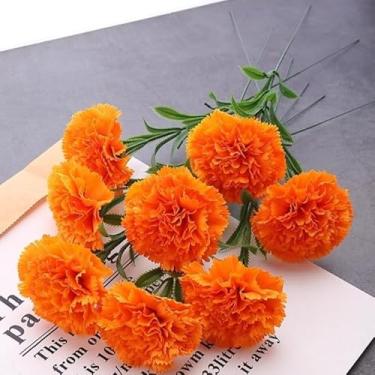 Imagem de 10 peças de flores de crisântemo, decoração de Halloween, flores artificiais, decoração de festa DIY (laranja)