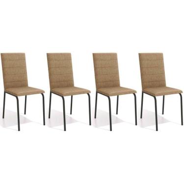Imagem de Kit 4 Cadeiras Sala Jantar Amsterdã C091prf Aço 4 Un Preto Fosco-capuccino - Kappesberg