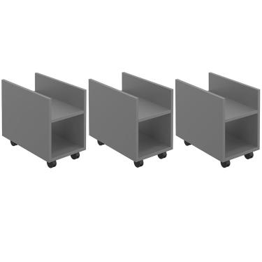 Imagem de Kit 03 Suportes Para Cpu E Nobreak Com Rodízios Guide L03 Cinza - Lyam