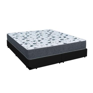 Imagem de Cama Box Queen 158 Tecido Sintético Preto Com Colchão Alegro Bello Box Espuma D28 Cinza 57x158x198