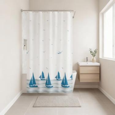 Imagem de Box Banheiro, Cortina Banheiro Box Poliéster Impermeável Antimofo 1,98x1,80 Com Ganchos(Barco)