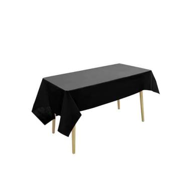 Imagem de Toalha de mesa de plástico descartável, 1 pacote, toalhas de mesa de 137 x 272 cm para mesas retangulares, capa de mesa de plástico preta