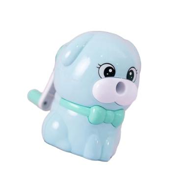 Imagem de GZBABY Apontador de lápis de manivela, apontador manual com função de alimentação automática, formato de escavação fofa (azul)