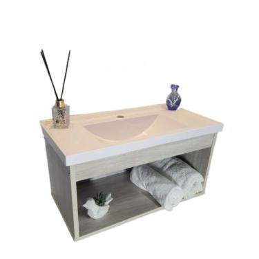 Imagem de Armário Slim 60cm Gabinete de banheiro Casa Gabinete de Banheiro Armário Banheiro Com Pia Slim 60cm(TEKA NATURAL)