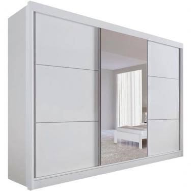 Imagem de Guarda Roupa Casal Com Espelho Com Pés Los Angeles 3 Portas 6 Gavetas - D' Doro Branco