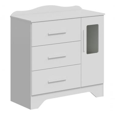 Imagem de Cômoda Clara 1 Porta 3 Gavetas - Moveis Peroba Branco Brilho